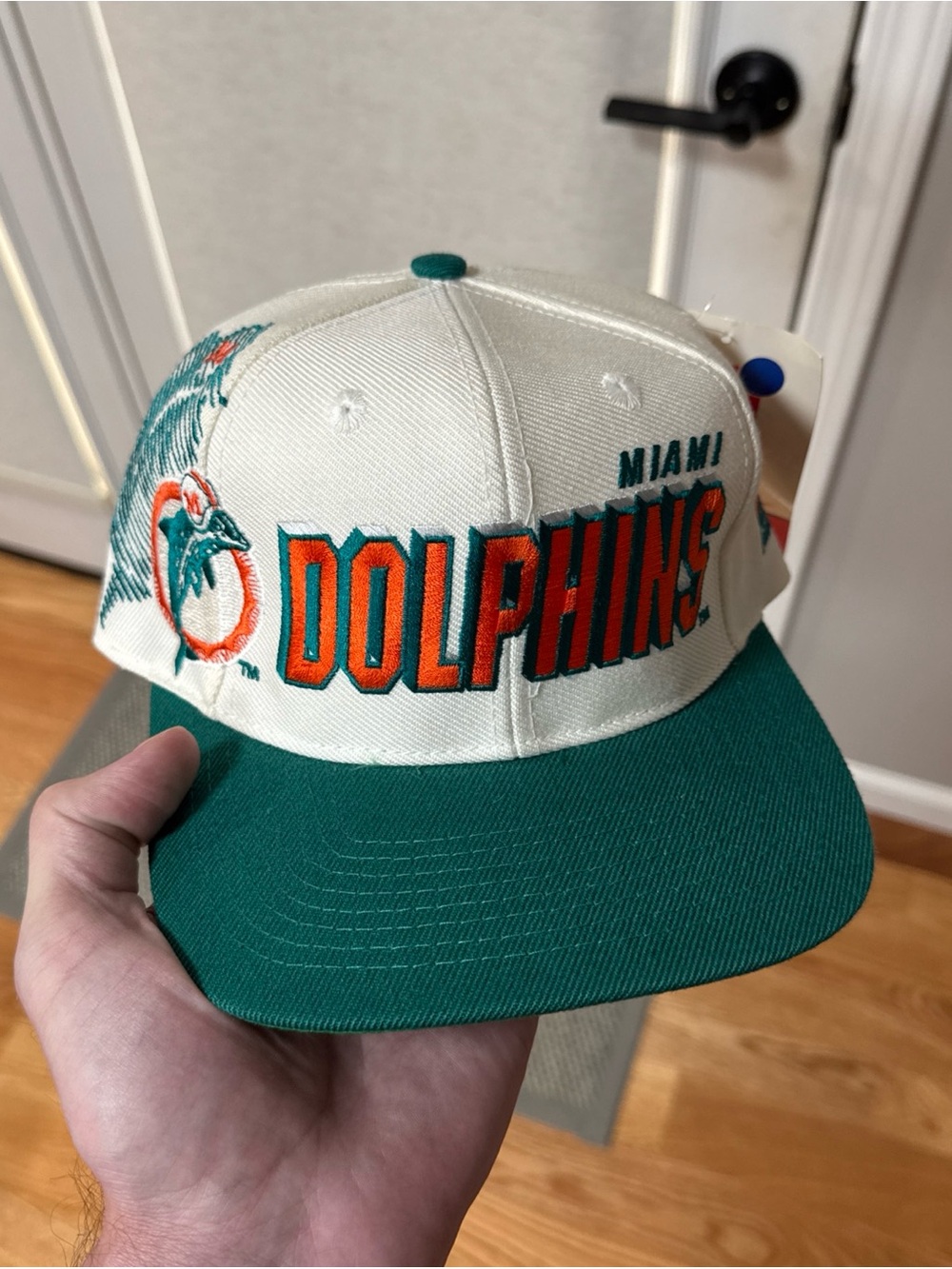 Vintage Sports Specialties Shadow Laser Snapback Hat Miami Dolphins NWT Cap